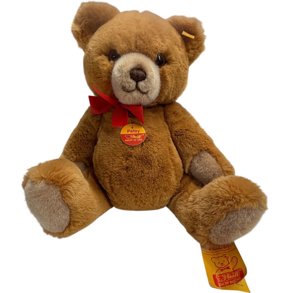 Vintage Steiff Teddy Petsy Bear 0230/35 West‎ Germany Knopf Im Ohr Plush w Tags